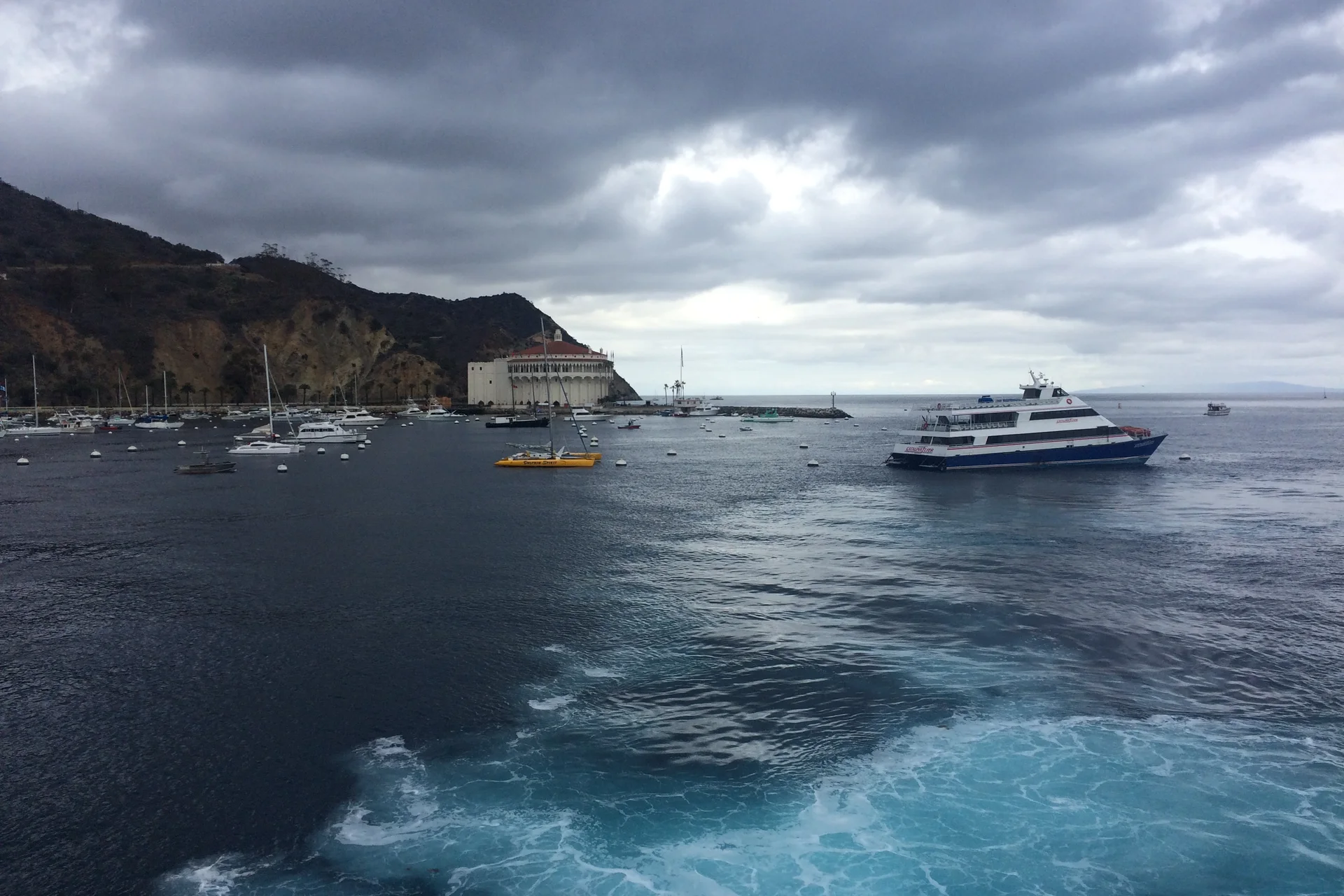 Avalon Harbor on Catalina Island, where cruise passengers come ashore by tender