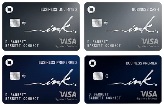 Chase Ink Business Unlimited, Cash, Preferred, and Premier credit cards