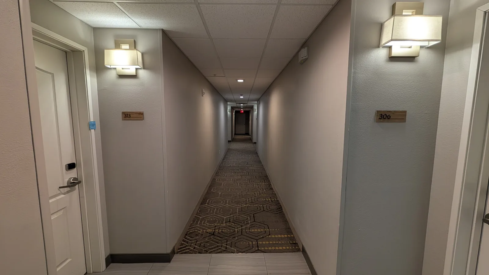Guestroom hallway.