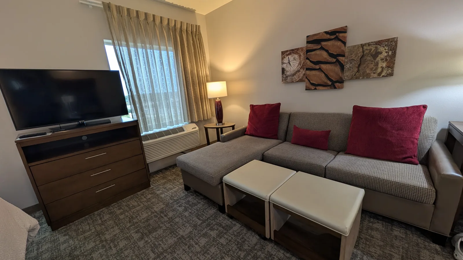 Sofa and sitting area in the suite.