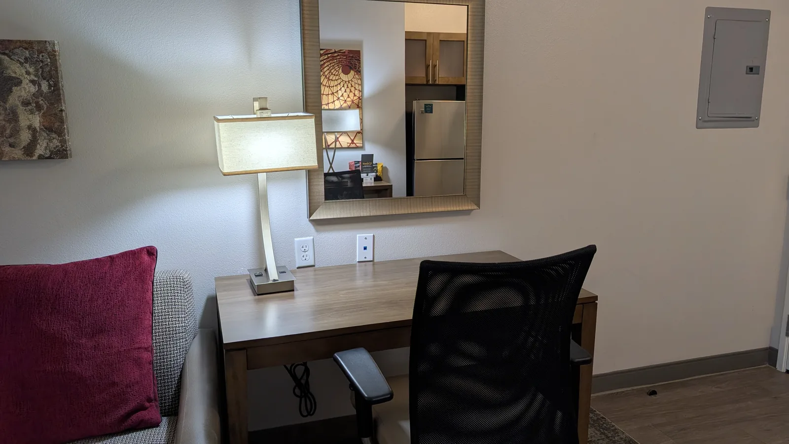 Work desk beside the kitchenette.